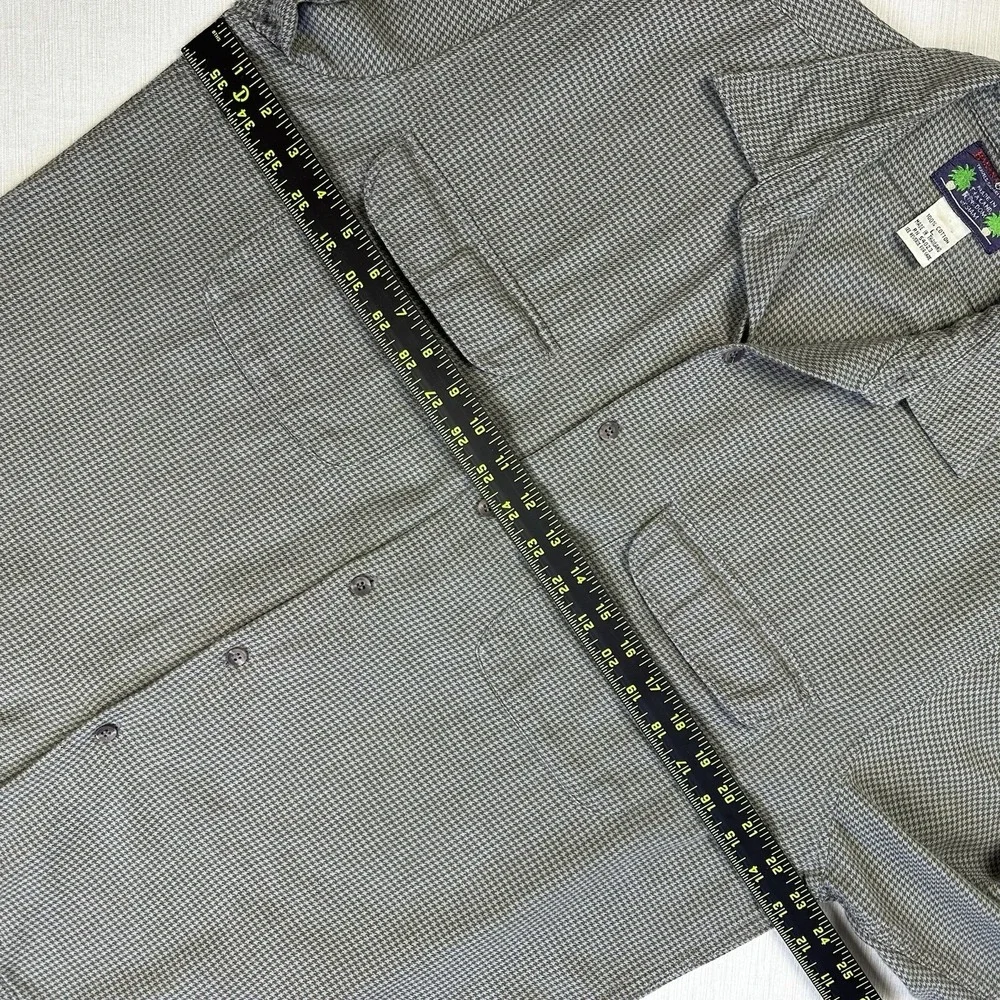 VTG 80s Banana Republic Houndstooth Shirt Men L Cotton Travel Safari Button Up